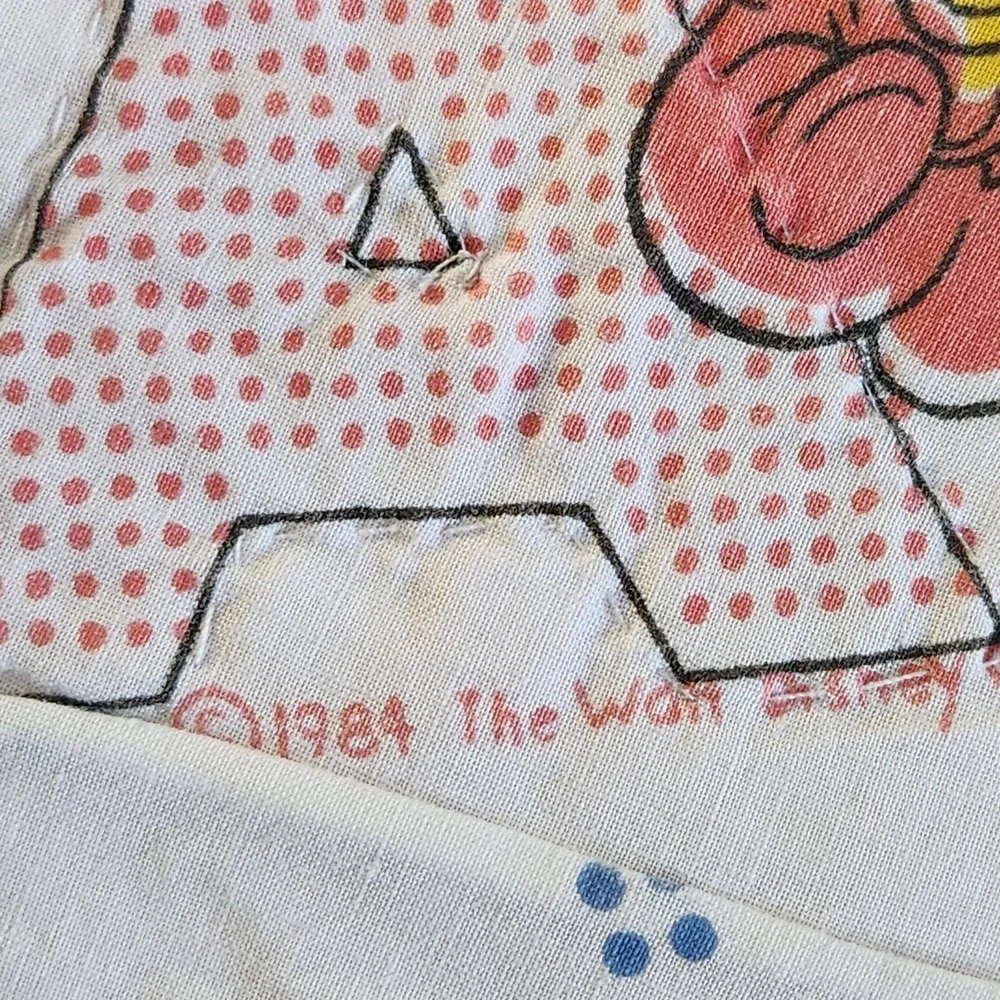 VTG 1984‎ DISNEY Baby Mickey Minnie ABC's Dundee Eyelet Lace Trimmed Crib Quilt